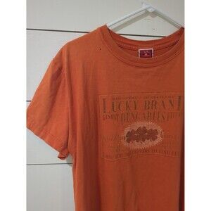 Vintage Lucky Brand distressed orange t-shirt men's large '90s Y2K summer